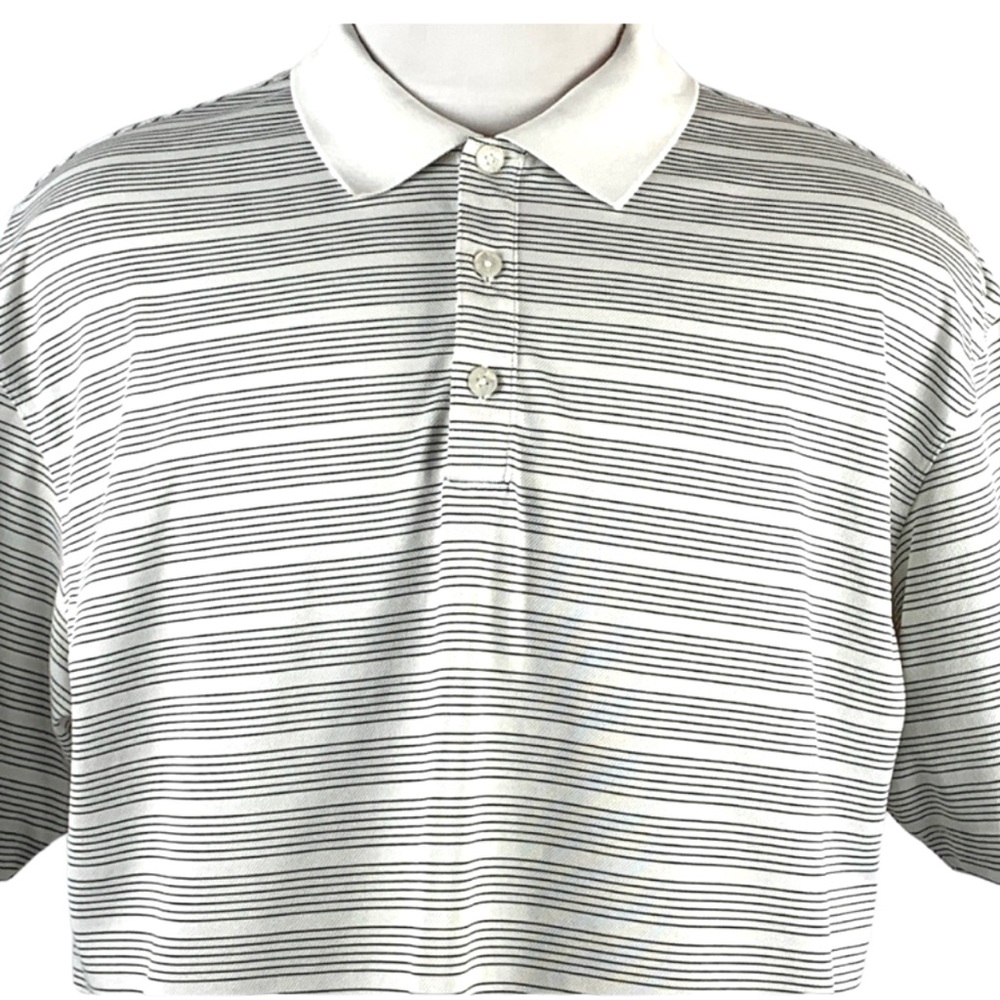 Nike Dri-fit White with Black Stripes Short Sleeve Golf Polo Shirt size X-Large